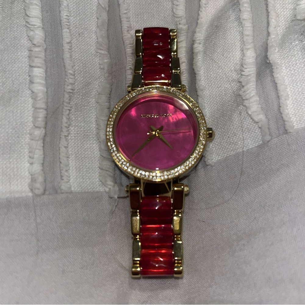 michael kors mother of pearl and gold watch